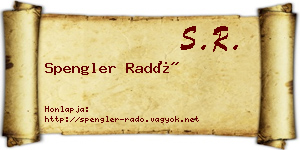 Spengler Radó névjegykártya